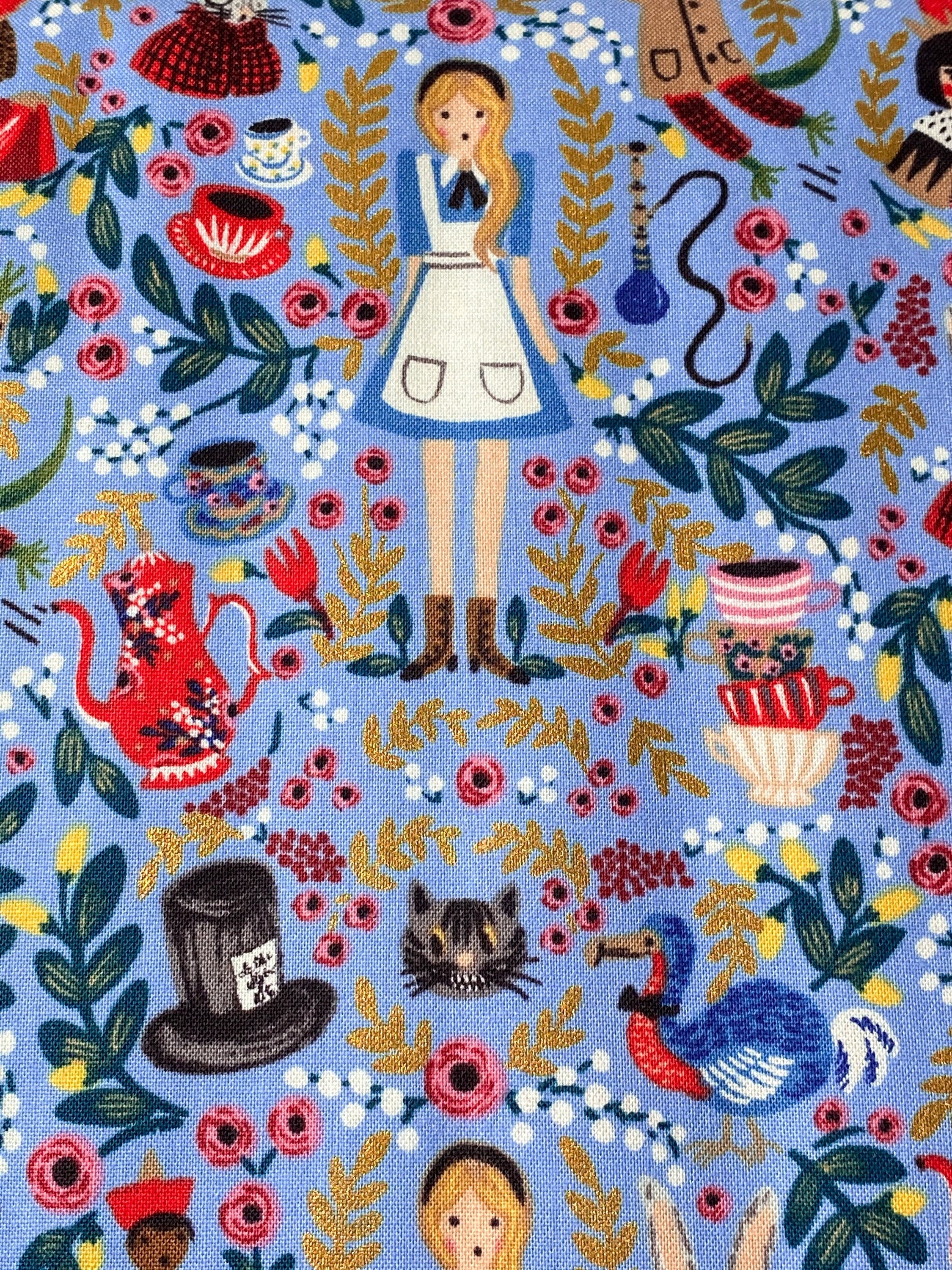 Rifle Paper Co Fabric, 1/2 Yard - Alice in Wonderland Metallic